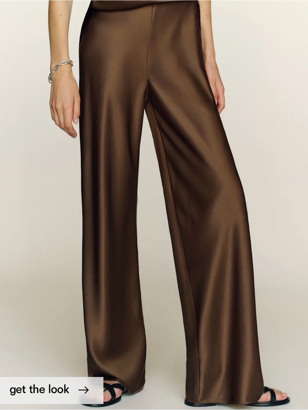 Reformation Gale Satin Mid Rise Bias Pant Color Pinecone Size Small - Picture 2 of 8